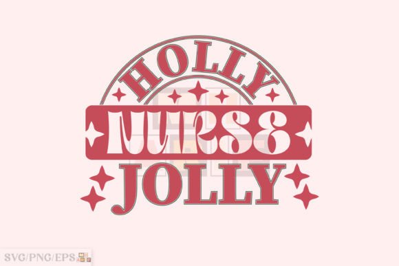 Holly Jolly Nurse Christmas Retro PNG