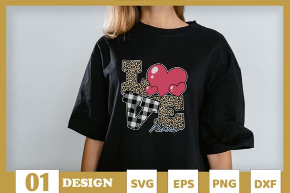 LOVE Nurse Doodle Leopard Valentine