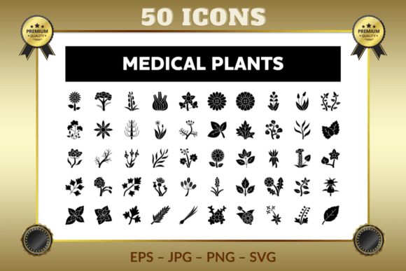 Medical Plants Glyph Icons