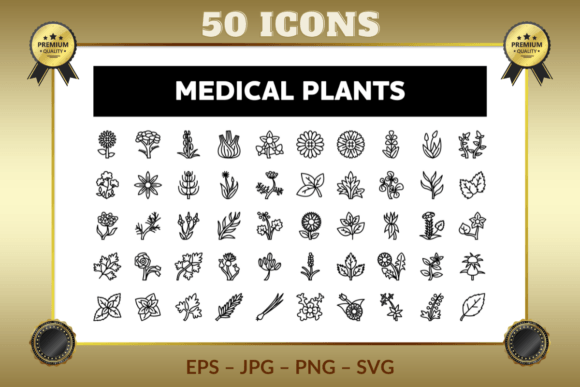 Medical Plants Outline Icons