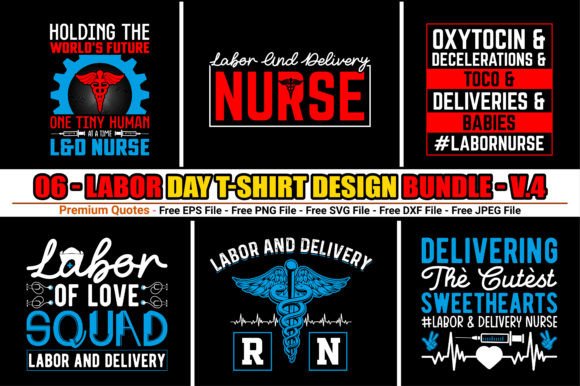 Nurse Labor Day T-shirt Design Bundle