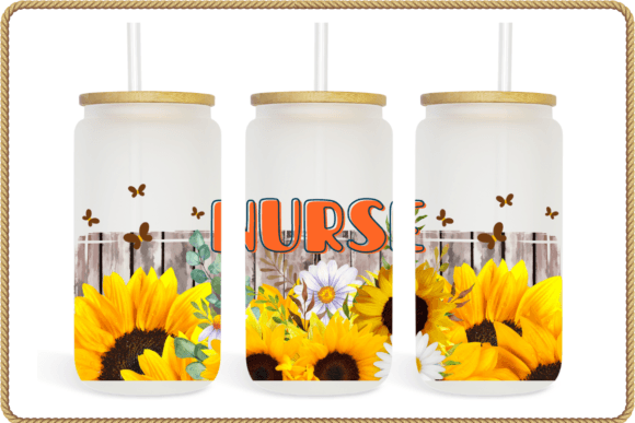 Nurse Sunflowers 16oz Libbey Glass