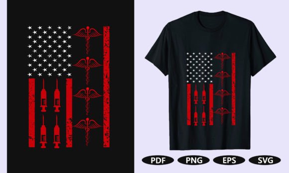 Nurse USA Flag T-Shirt Design
