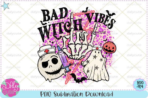 Retro Nurse Halloween Witch Vibes PNG