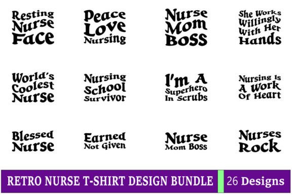 Retro Nurse T-shirt Design Bundle